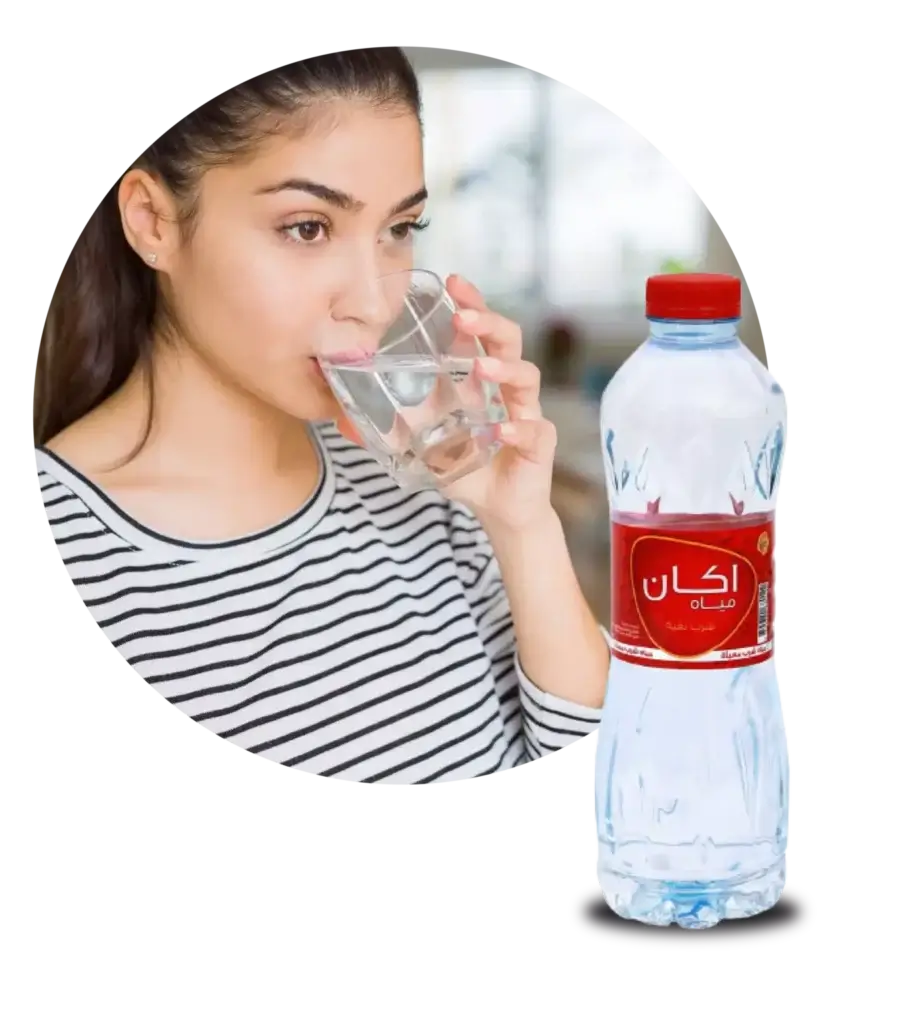 Woman drinking Akan Water